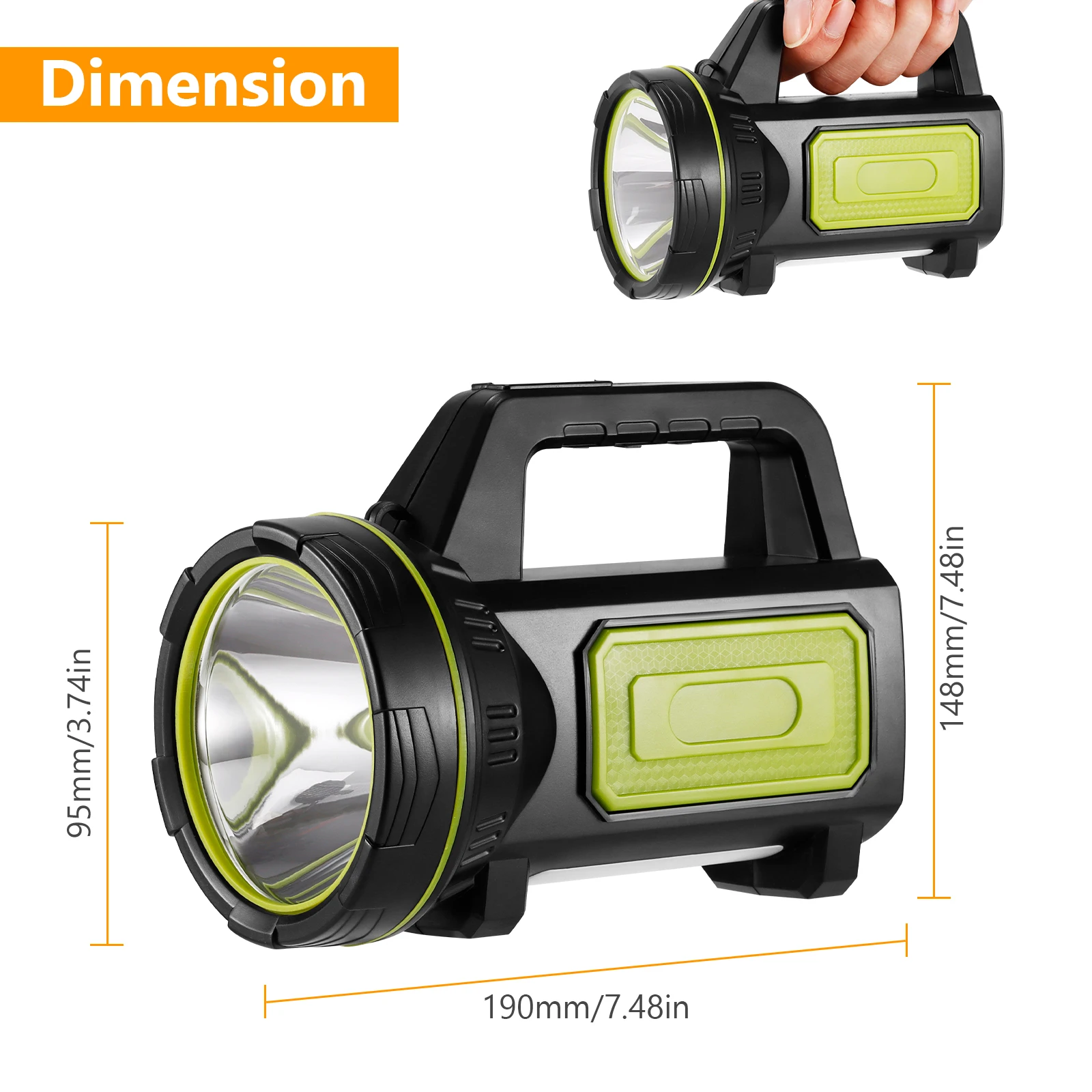 Super Bright LED Work Light Waterproof Rechargeable Handheld Searchlight Handheld Flashlight Work Light Spotlight Floodling