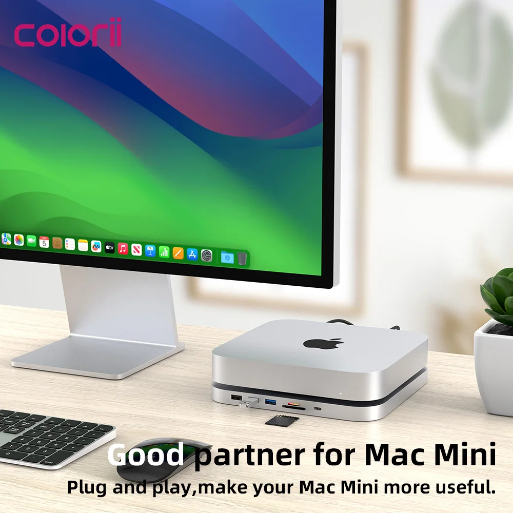 USB C Hub with Hard Drive Enclosure Type C Docking Station Supports NVME/SATA M.2 SSD Case 4K  10Gbps Data  M1 M2 for Mac Mini