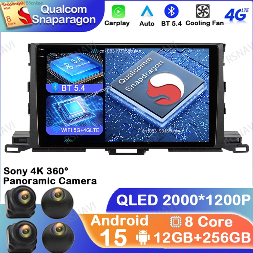 

Android 15 For Toyota Highlander 2014-2019 5G WIFI BT Head Unit Autoradio Car Radio 4G LTE Stereo Qualcomm Multimedia Navigation