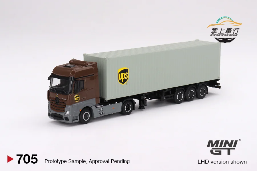 TSM Model minigt AC30 1/64 Container trailer UPS staff carry dolls Die-cast alloy car model collection display child gift