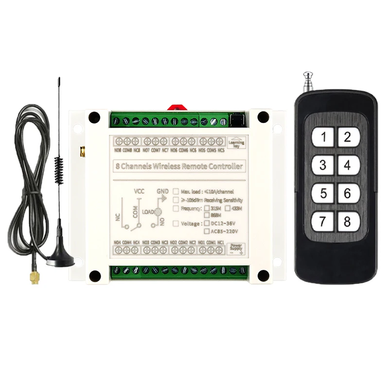 

Industrial USE Good Stability DC 12V 24V 48V 8CH RF Wireless Remote Control Switch 433Mhz Transmitter Universal power industrial