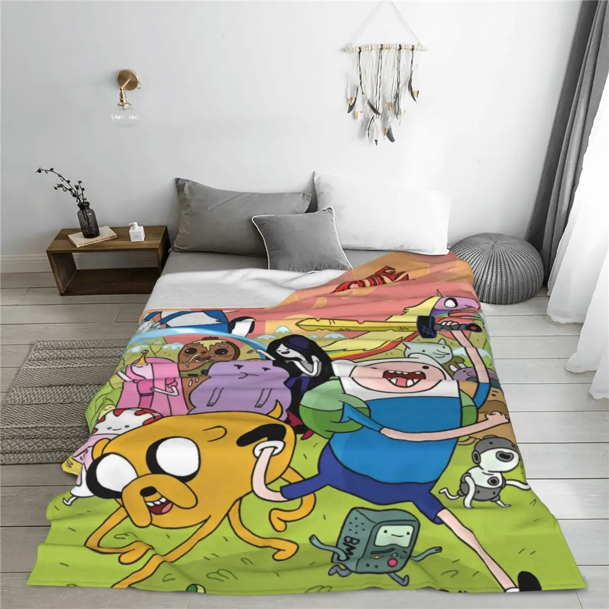 Adventure Cartoon Funny Times Blankets Velvet Finn and Jake Warm Throw Blanket for Outdoor Travel Bed Rug