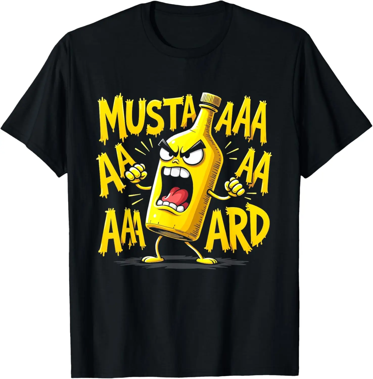 Mustard Bottle Scream Funny Condiment Rap Humor T-Shirt Tee – Soft, & 100% Cotton Trendy Y2K Short-Sleeve Tee-Soft,