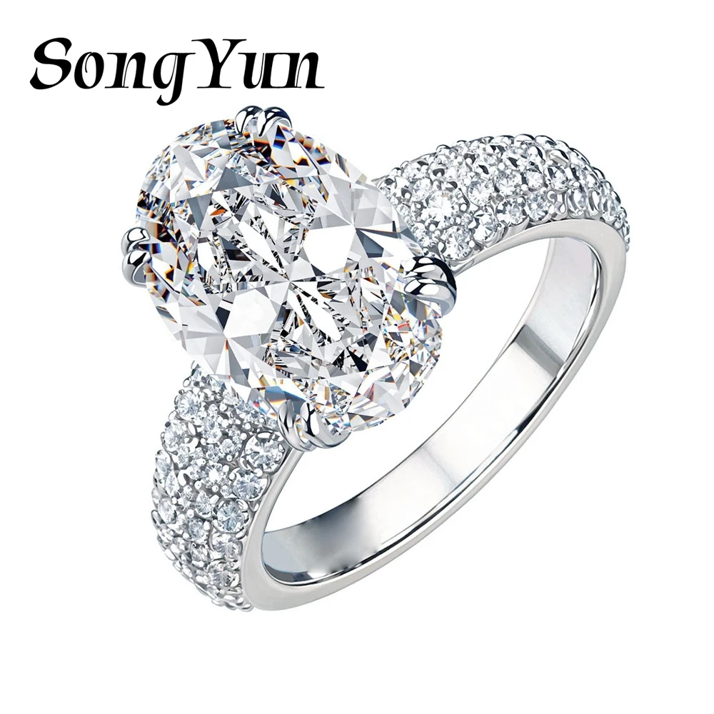 SongYun Jewelry 925 Sterling Silver Ring Moissanite D Color VVS Fine Graceful Certified Vintage Rings Diamond Accessories
