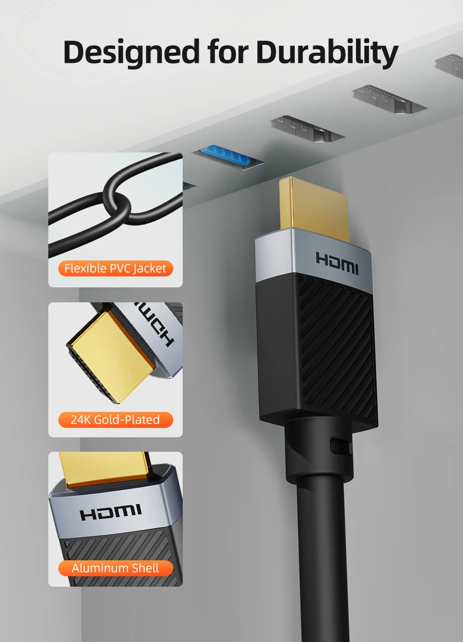 CABLETIME HDMI-Verlängerungskabel 4K 60Hz HDMI 2.0 Adapter Stecker auf Buchse HDMI-Kabel für Switch PS4/3 TV-Box Laptop Projektor HDMI – Detail 7