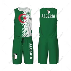 Team-up Algeria Flag Grain Men Basketball Jersey Set Shirt & Pants Sleeveless Custom Name Nunber Exclusive