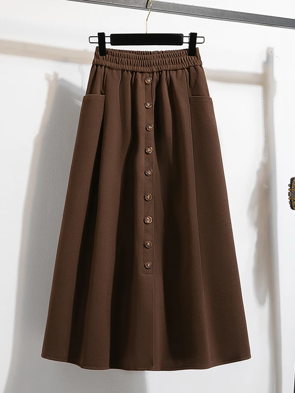 

Корейская юбка трапециевидной формы с высокой талией, осенне-зимние шерстяные юбки, женские длинные плиссированные юбки выше колена Ci Walk