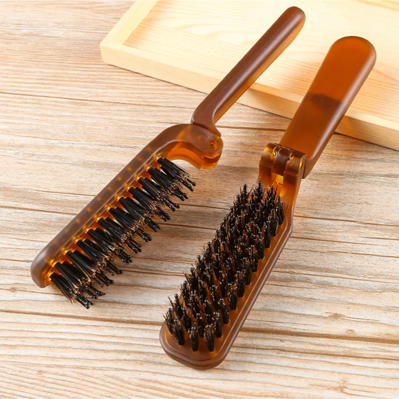 Brosses à Cheveux Pliables en Bois, Poils de Sanglier, Ligne Fine, Extension, Poche, Peigne Pliable, Outils de Coiffure