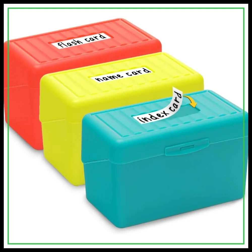 

H4D Index Card Holder 3x5, Index Card Box Organizer Case, 3x5 Flash Note Card Holder, 3 Packs (Red/Green/Yellow)