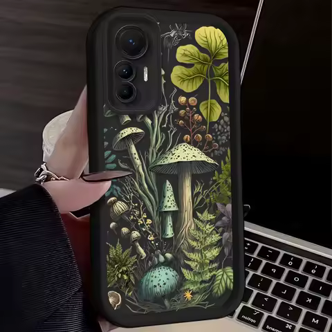 Creative Floral Mushroom Case For Xiaomi Poco X7 X6 F6 F5 X5 X3 NFC F3 M6 Pro 4G Mi 13 12 11 Lite 5G 14 13T 12T 11T 14T Pro C75