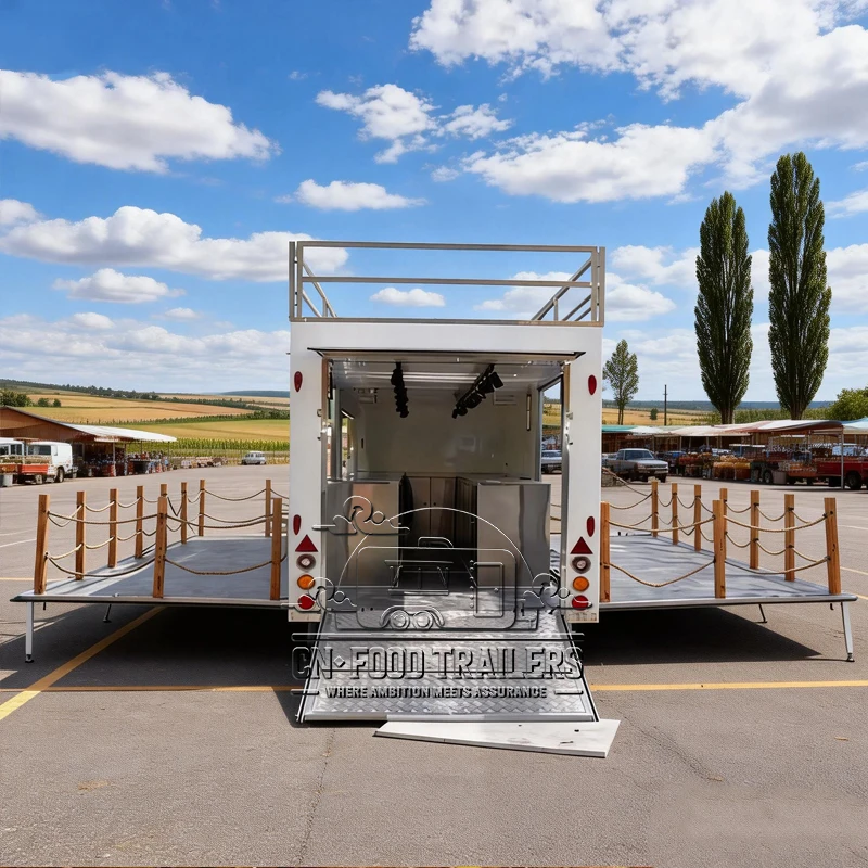 

CN Food Trailer Food Truck Fully Equipped Mobile Kitchen Stage Trailer Mobile Bar Sales Booth Multi Function Event Performing