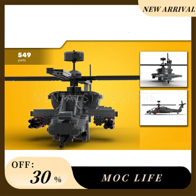 NEW 549PCS Customized MOC Boeing AH-64 Apache Building Blocks Technology Bricks DIY Creative Assembly Education Toy Holiday Gift