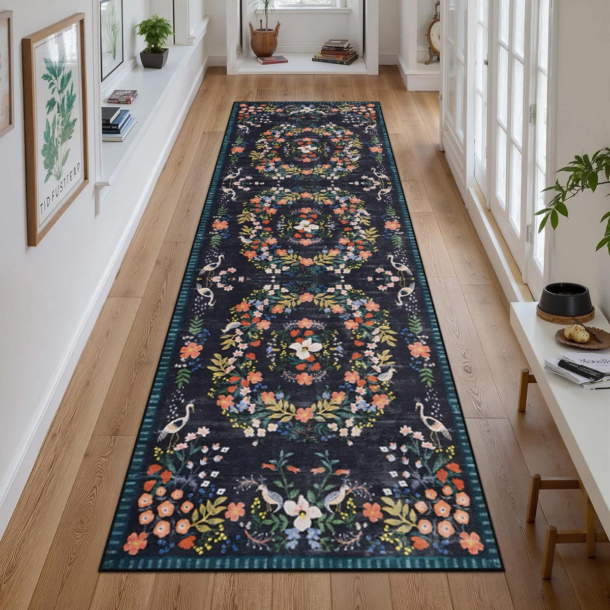 Gothic Witchcraft Runner Rug Purple Moon Phase Butterfly Carpet For Hallway Luxury Bedroom Kitchen Balcony Long Floor Mat Gift