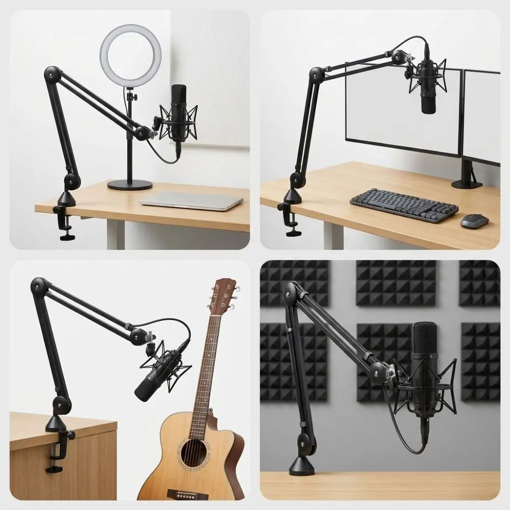 2pcs Adjustable Positioning Screw Desk Mounting Clamp Table Clamp Arm Clamp Arm Stand Clamp C-Shaped Clamp Microphone Stand