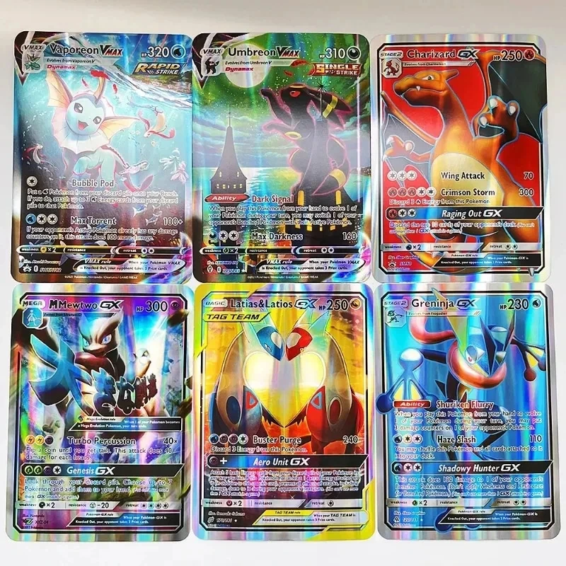 12pcs Pokemon Big Rainbow Cards Vstar Pack Oversized Jumbo Letters Spanish German French Vmax GX Arceus Charizard Rare Card