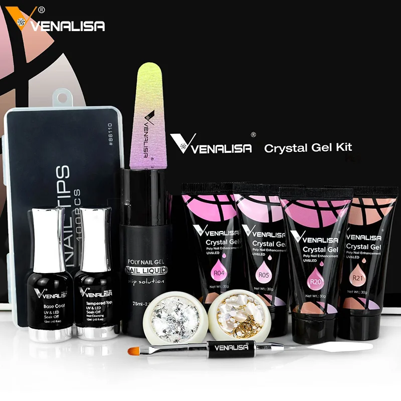 AU31 Poly Crystal Gel Kit Venalisa Soak Off UV LED Nail Manicure Semi Permanent Professional Salon Use 30g Fast Builder Nail Gel