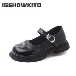 Girls Leather Shoes Little Toddlers Kids Fashion Party Wedding Shoes School Fashion Black Flats Mary Janes Child Princess Shoes