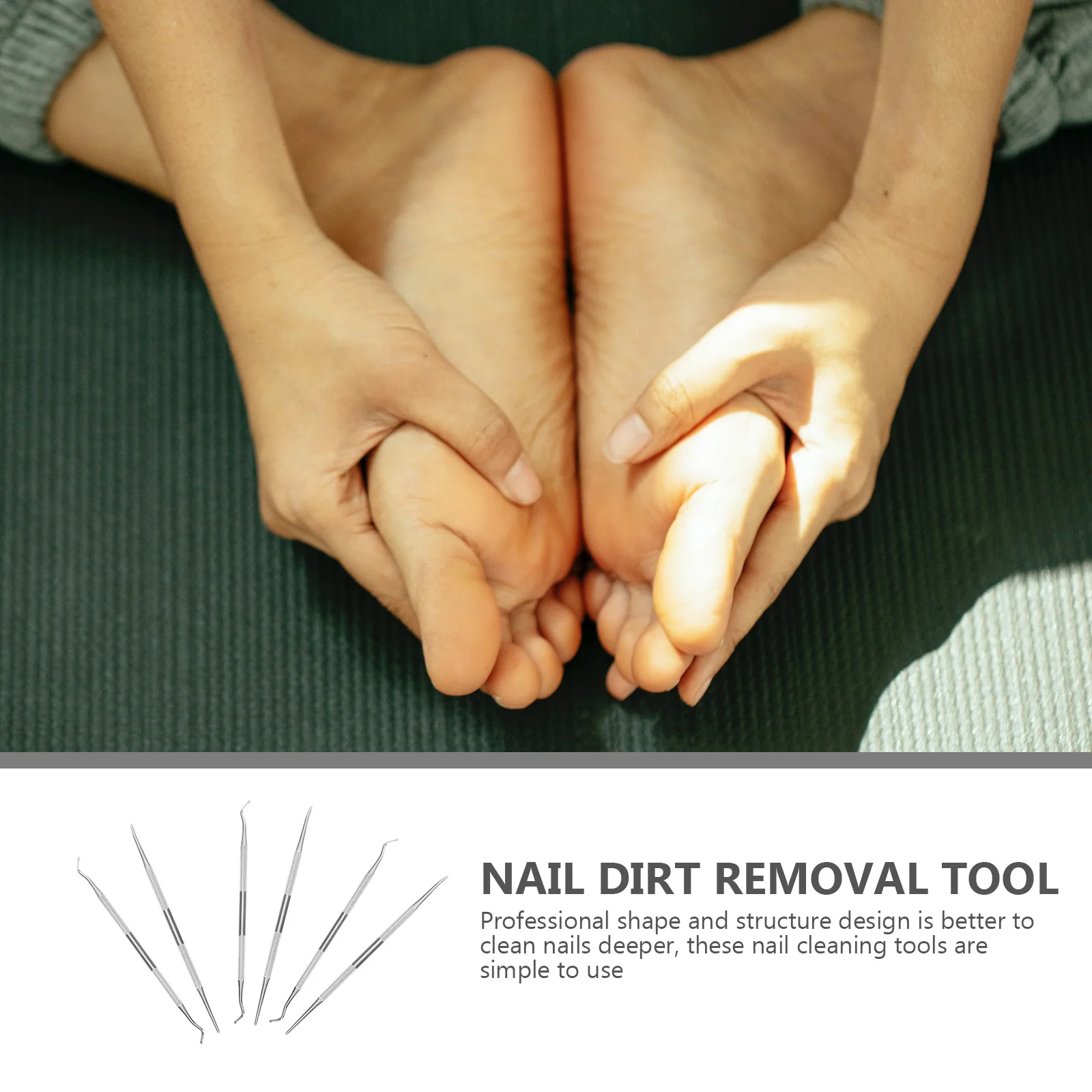 6 個のネイルケアツールセットステンレス鋼の爪溝スプーン足の爪の汚れ除去ペディキュアグルーミングキット日常使用