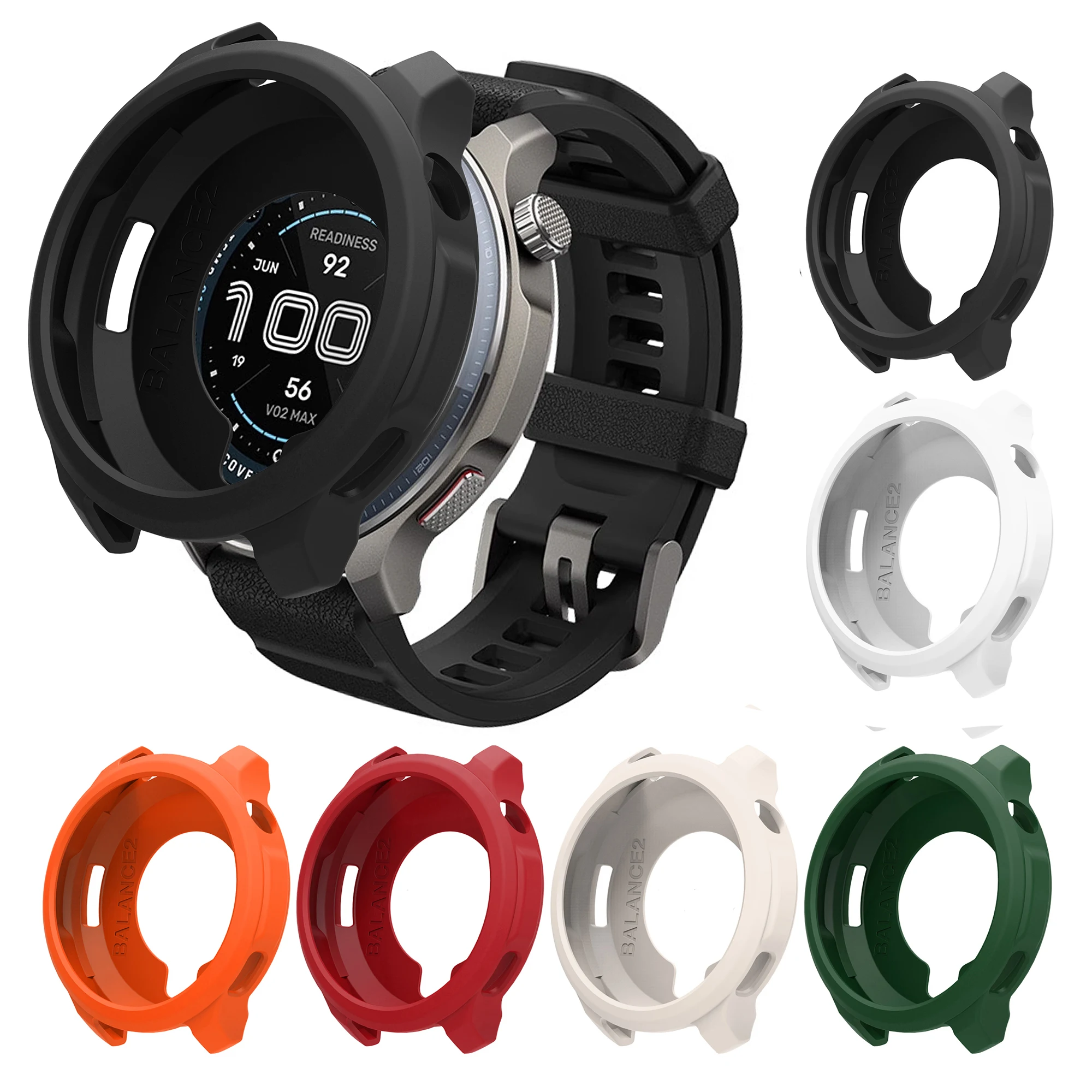 Silikon-Schutzhülle für Amazfit Balance 2, weiche Schutzhülle, Rahmen-Stoßfänger-Abdeckung