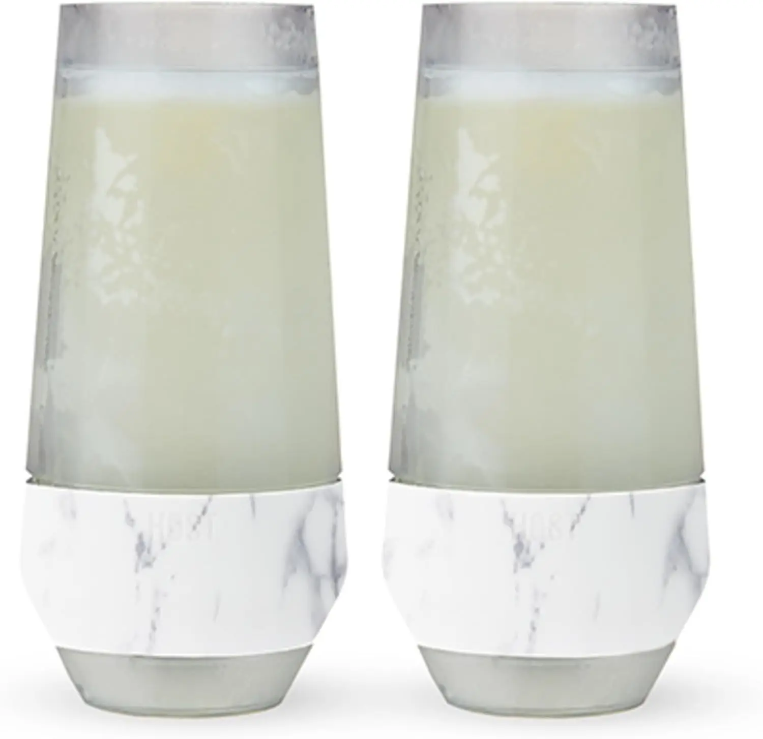 

Champagne Freeze Stemless Wine Glasses, 9oz Set of 2, Insulated Chilling Cups for Mimosas & Prosecco, Marble Design