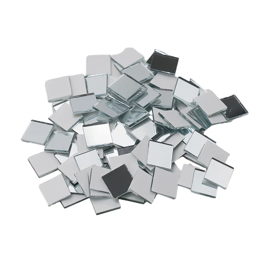 100PCS Mirror Glass Mosaic  Small Square Tiles  Mini Self-Adhesive Sticker  For Wall Bathroom DIY Home Decoration Crafts