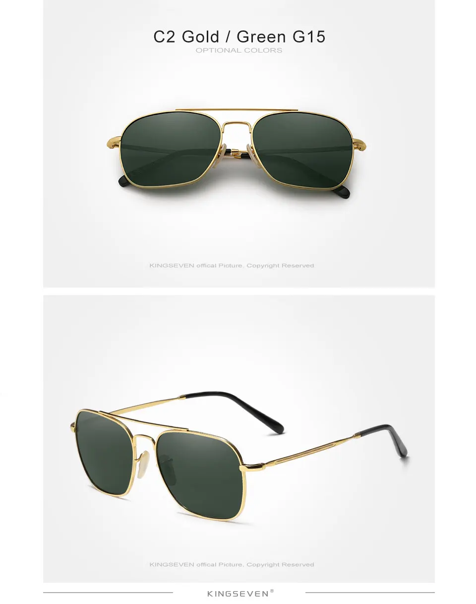 KINGSEVEN Neue Klassische Polarisierte Sonnenbrille Für Männer Frauen Fashion Square Legierung Rahmen Anti-reflexion Gläser Luxus Brillen – Detail 6