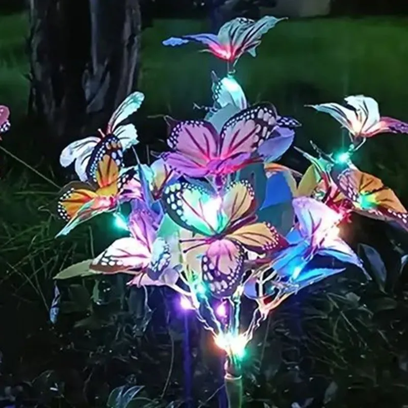 

Wedding Holiday Party Decoration Ground Plug Lamp Garden Light Solar Simulation Flower Butterfly Lawn Light Outdoor Solar Light