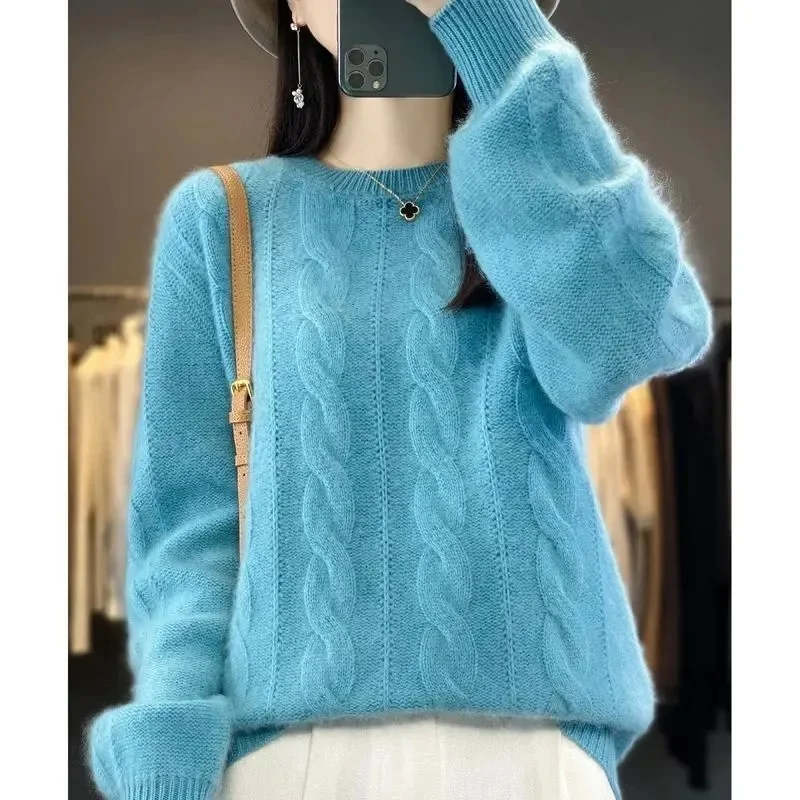 المرأة 100% ميرينو رداء علوي من الصوف س الرقبة طويلة الأكمام الكشمير تريكو البلوز Aliselect موضة الخريف الشتاء الملابس القمم