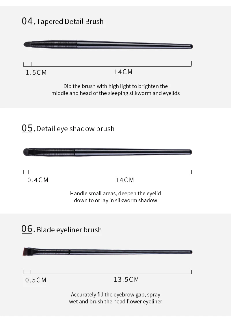 Natürliche Augen Make-Up Pinsel Set Lidschatten Pinsel Augenbraue Kontur Eyeliner Pinsel Frauen Augen Kosmetik Blending Detail Make-Up-Tools – Detail 8