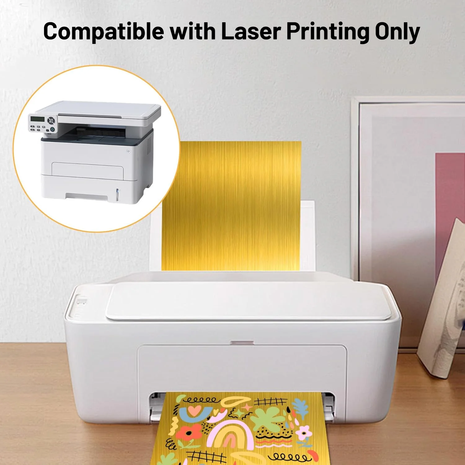 20 ورقة من ورق الفينيل الذهبي المصقول مقاس A4 قابل للطباعة بالليزر فقط ورق ملصقات ذهبي ثلاثي الأبعاد مقاوم للماء #4