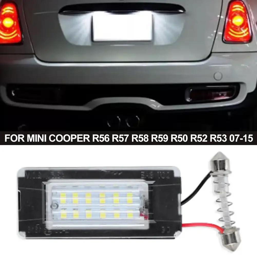 For Mini Cooper R56 R57 R58 R59 R50 R52 R53 LED License Plate Light 2PCS White Car Number Lamp Error Free