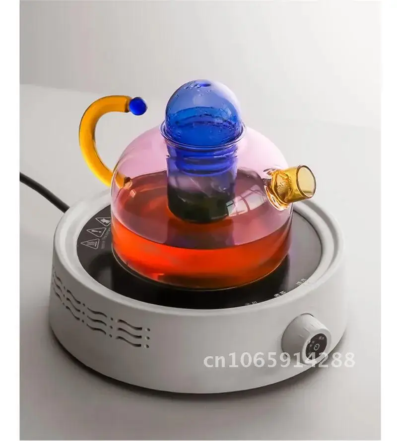 

Contrasting Colour Tea pot Creative Glass Tea water Teakettle set Teapot Tea Separation Drinkware cup Filtration Colorful