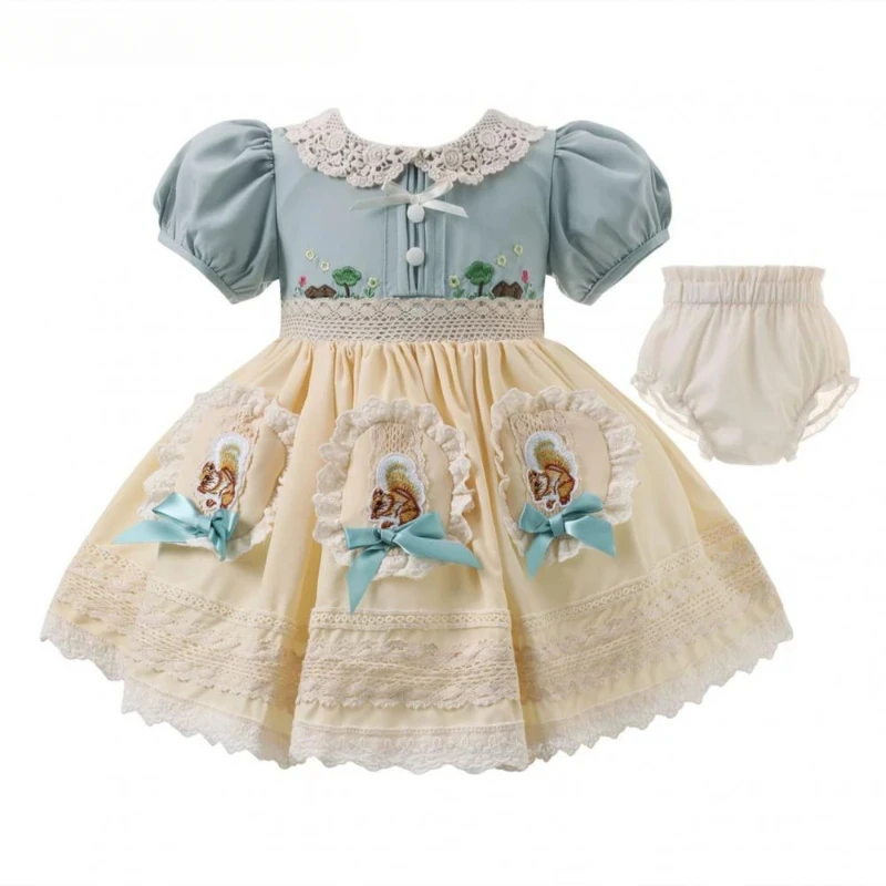 2024 Girls Cartoon Mori Style Children Princess Lolita Clothes Short-sleeved Outfit Summer Dress Matching New Stylish Costumes