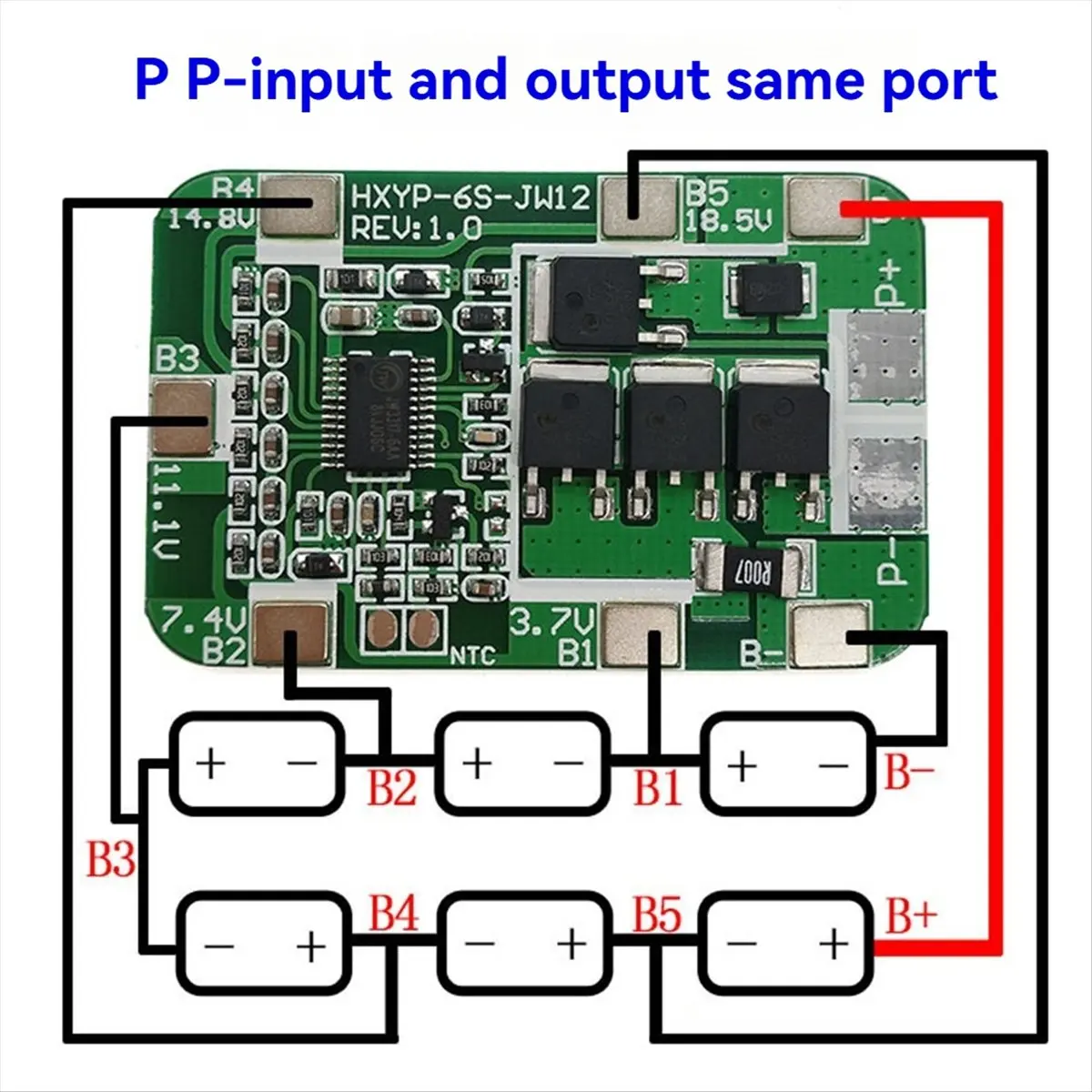 A73T 6-Series 22.2V Polymer 18650 Lithium Battery Protection Board 6-Series 14A Working Current 25.2V Without Balance Module