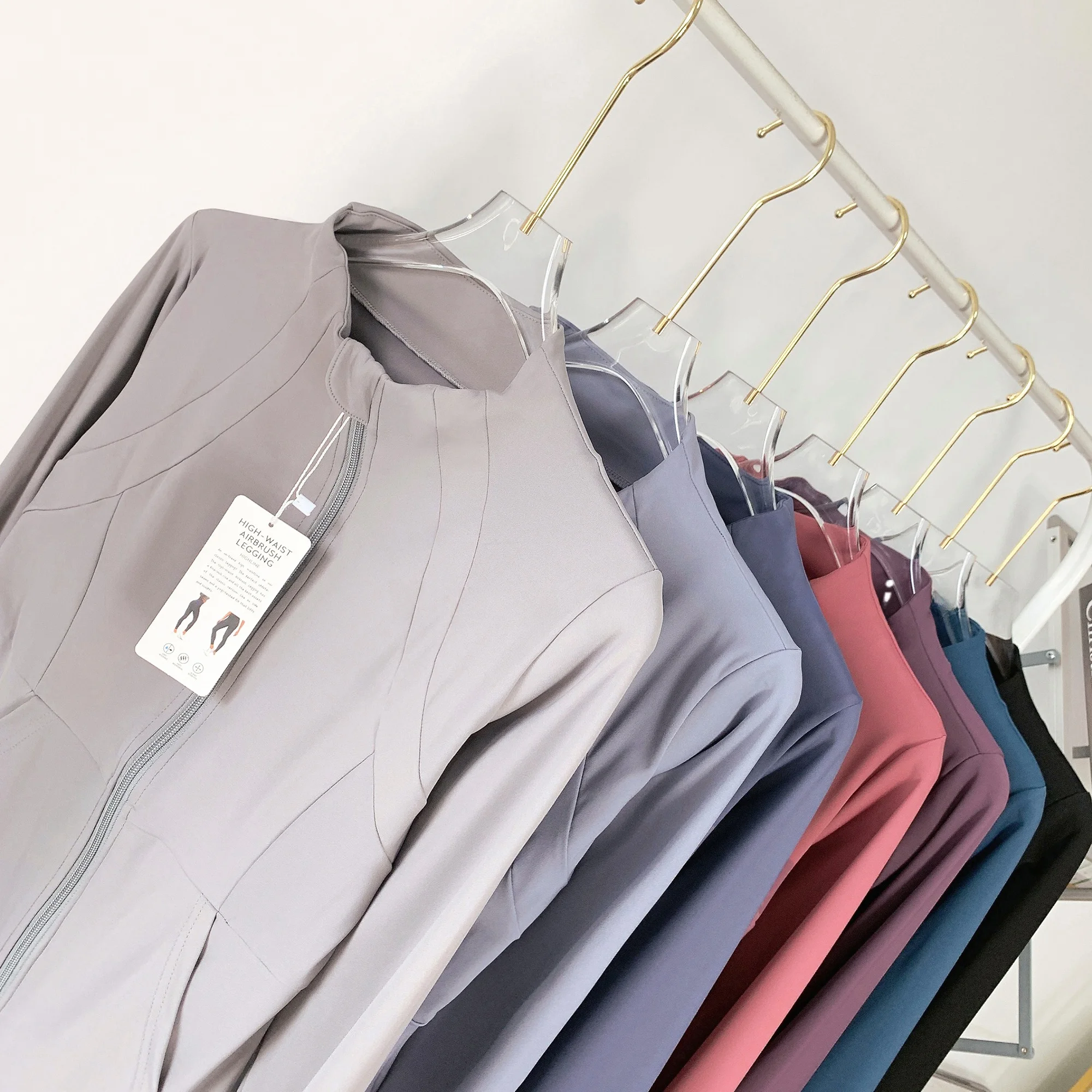 

Slim Fit Long Sve Sportswear Women's Breathable Yoga Training Fitn Suit High Elastici Thin Outerwear Stand Collar