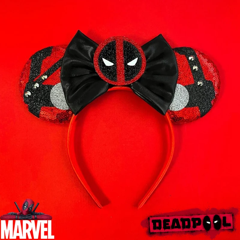 

Marvel Deadpool Hair Accessories For Women Mickey Ears Headbands Kids Cosplay X-Force Superhero Hairband Girl Anti-hero Headwear