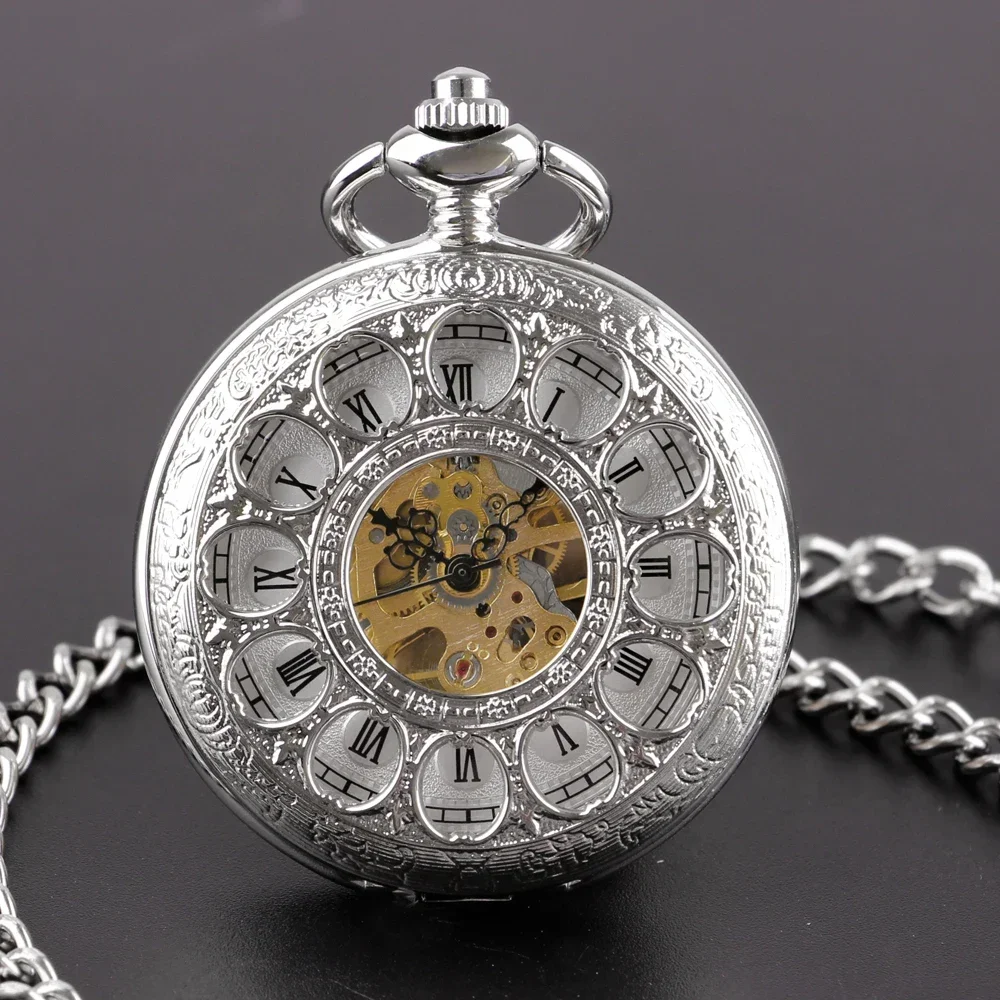 

NEW Vintage Watch Hand Winding Mechanical Pocket Watch Luxury Design Half Hunter Pocket Clock Gifts for Men Women PJX1720