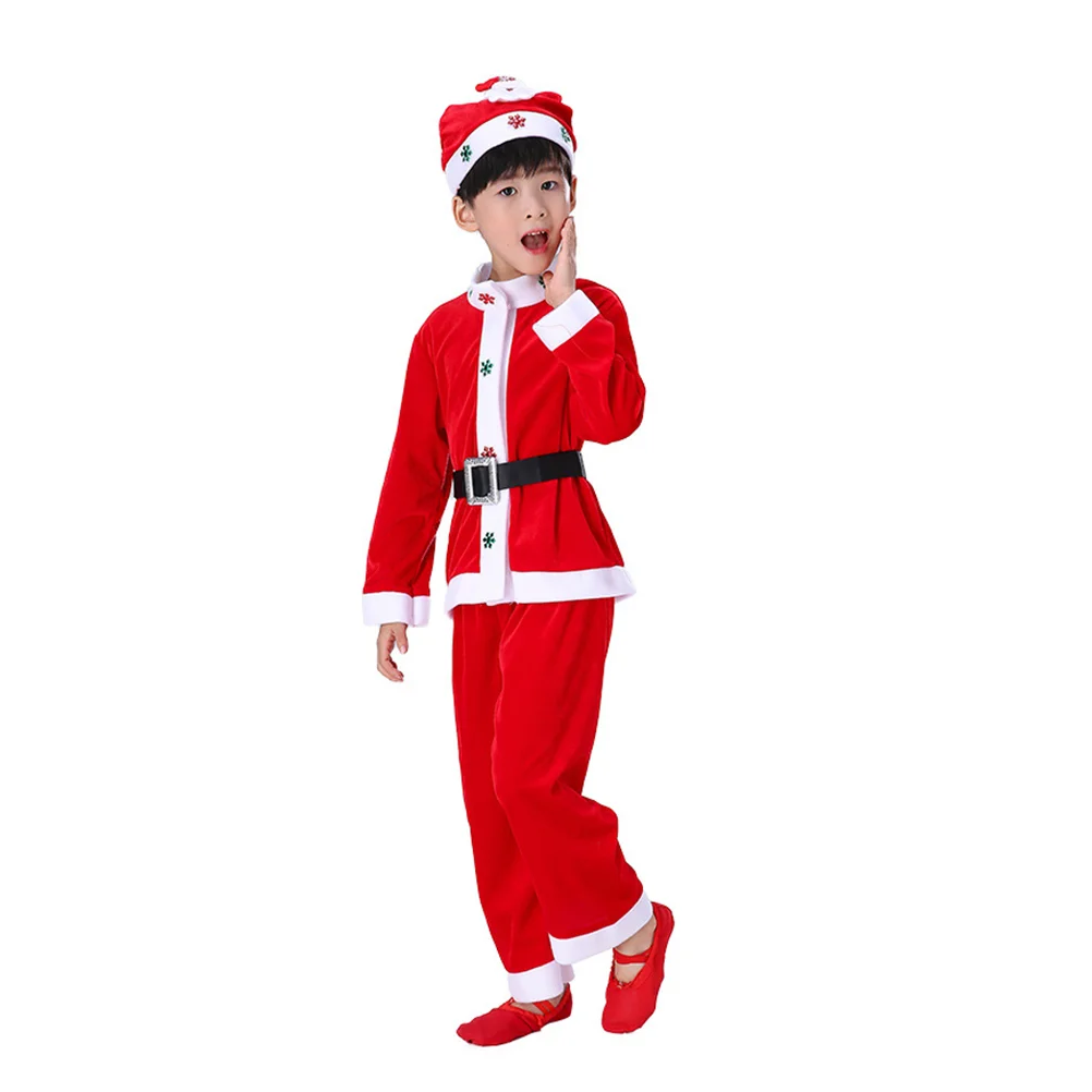 Traje de Papá Noel para niños, disfraz de lujo, traje de actuación de Navidad de Papá Noel, ropa roja