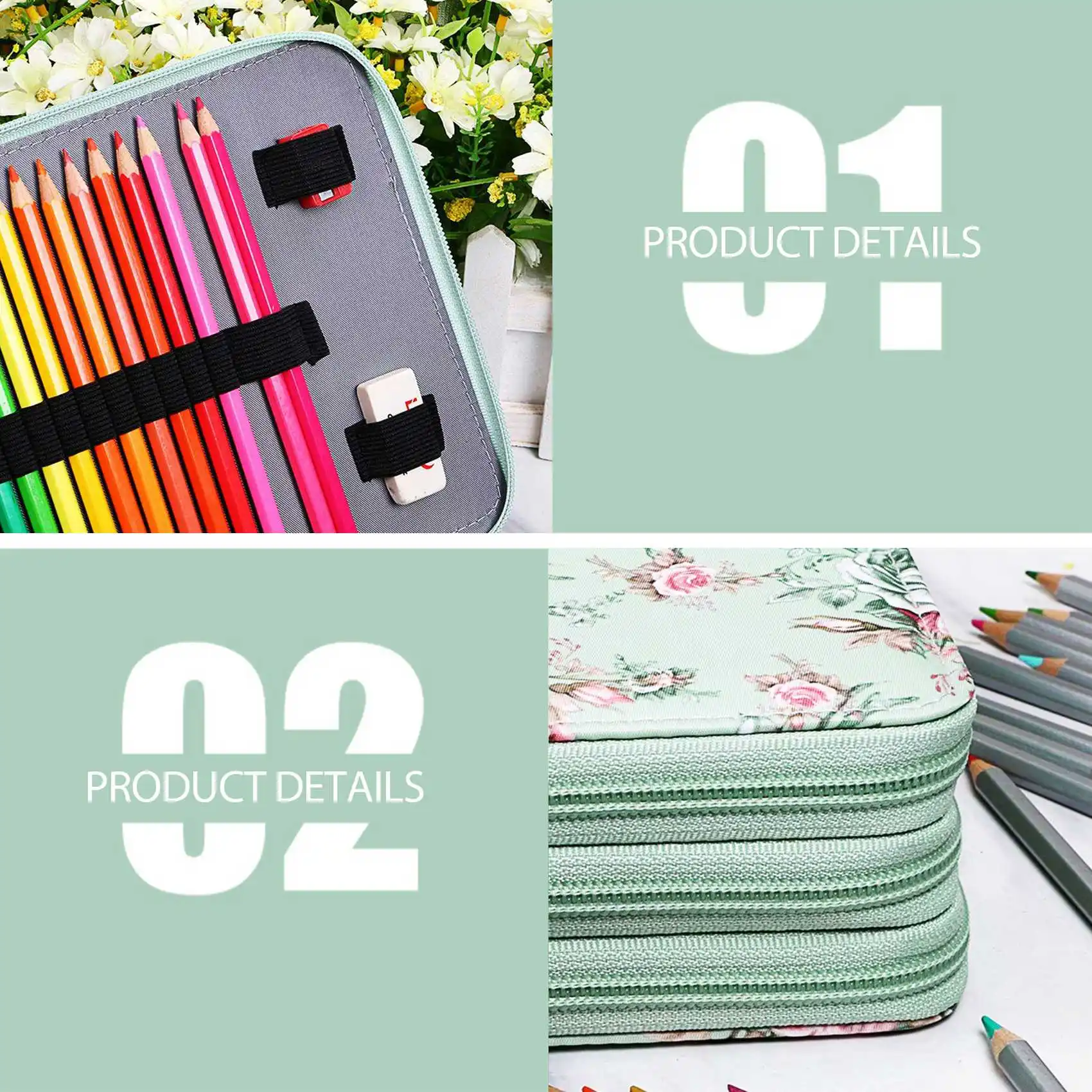 120-slots-colored-pencil-case-with-compartments-pencil-holder-for-watercolor-pencils-rose