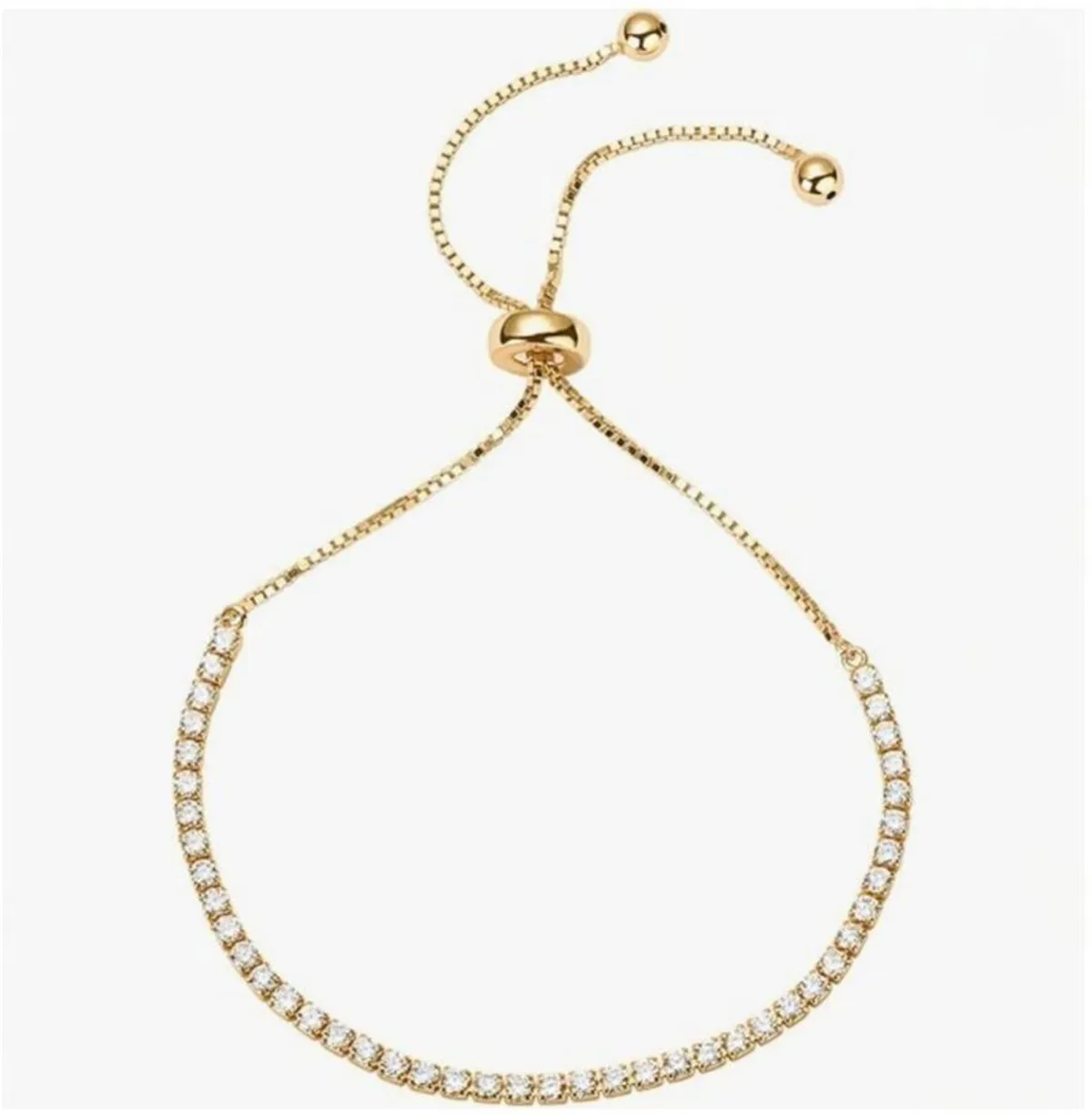 

925 Sterling Silver Plated with 18K Gold Moissanite Tennis Bracelet with Adjustable Closure, Fashion Fine Jewelry, Valentine's