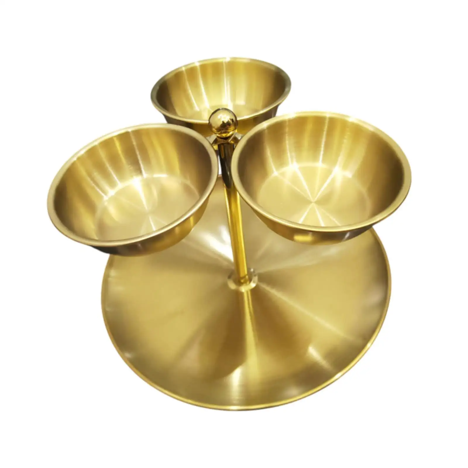 Stainless Steel Fruit Storage Plate Luxury Divided Snack Serving Tray Decorative Table Center Dish for Home Decor