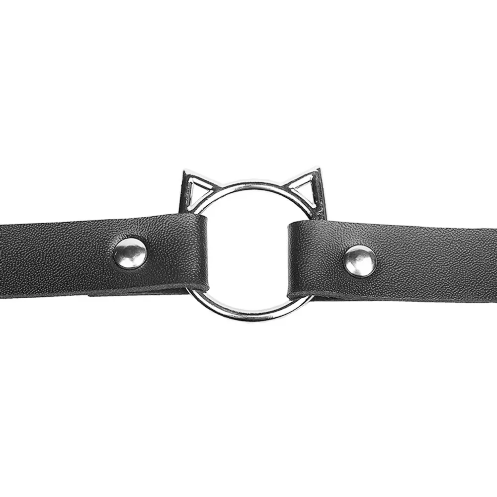 Punk Cat Head PU Leather Collar Choker Necklace Gothic Japanese Korean Harajuku Cute Sister Sexy Gothic Necklace Pendant