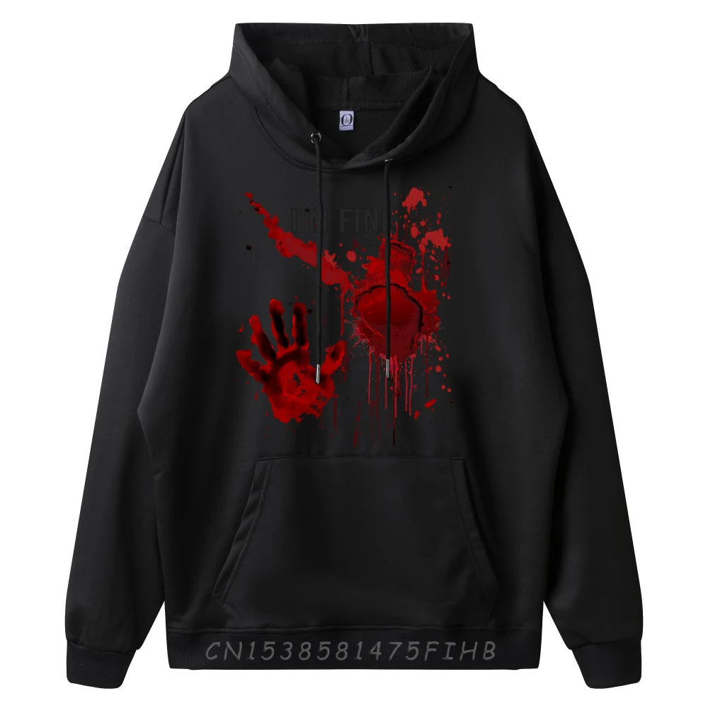 I m Fine Bloody Hand Blood Stained Blood Splatter Halloween Fall Clothes Aesthetic Man Camiseta Masculina Mens Tshirts Christmas