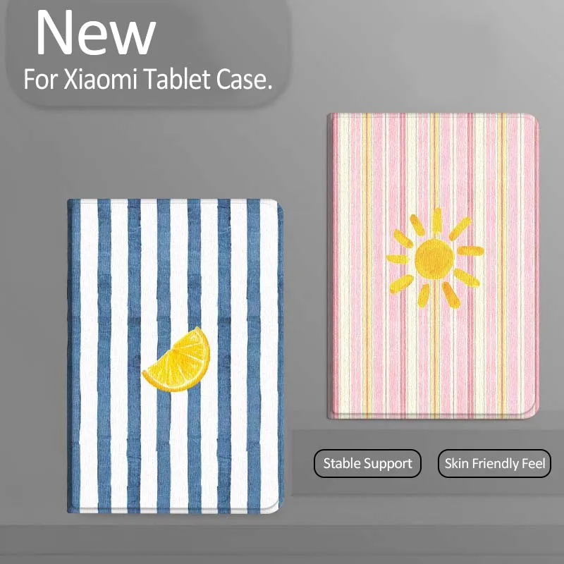 

Cartoon Sun Pink Stripe Tablet Case For Xiaomi Redmi Mini Pad SE K 2 4 5 6 7 8 2023 2025 11 8.8 11.2 10.1 Pro Gift