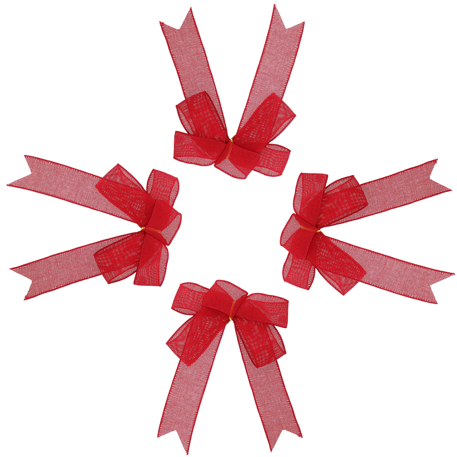 

4Pcs Large Decorative Ribbon Bows Linen Fabric Rustic Bowknot for Present Wrapping Christmas Wedding Party Decorations