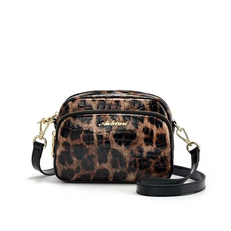 Luxury Genuine Leather Shoulder Messenger Bags Leopard Print Fashion Satchel High Quality Crossbody Handbag 2023 New