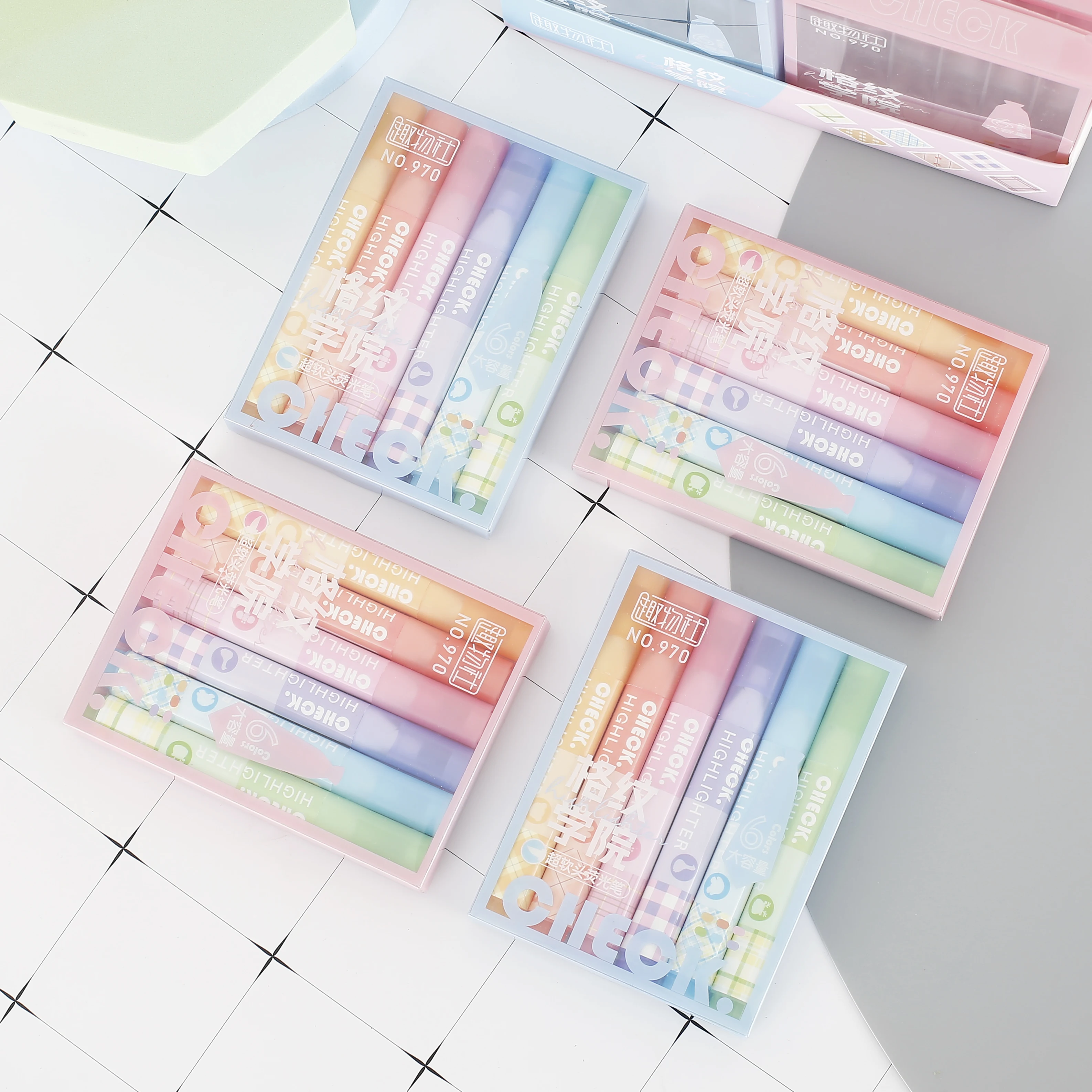 6pcs Plaid Academy Highlighters Brush Tip Pastel Cute Highlighter Assorted Colors Dry Fast for Bible Journal School Office