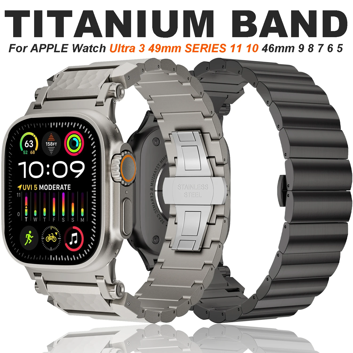 

Titanium Band for Apple Watch Ultra 3 49mm 44mm 45mm 46mm Titanium Strap for IWatch Series 11 10 9 8 7 6 SE Luxury Men Bracelet
