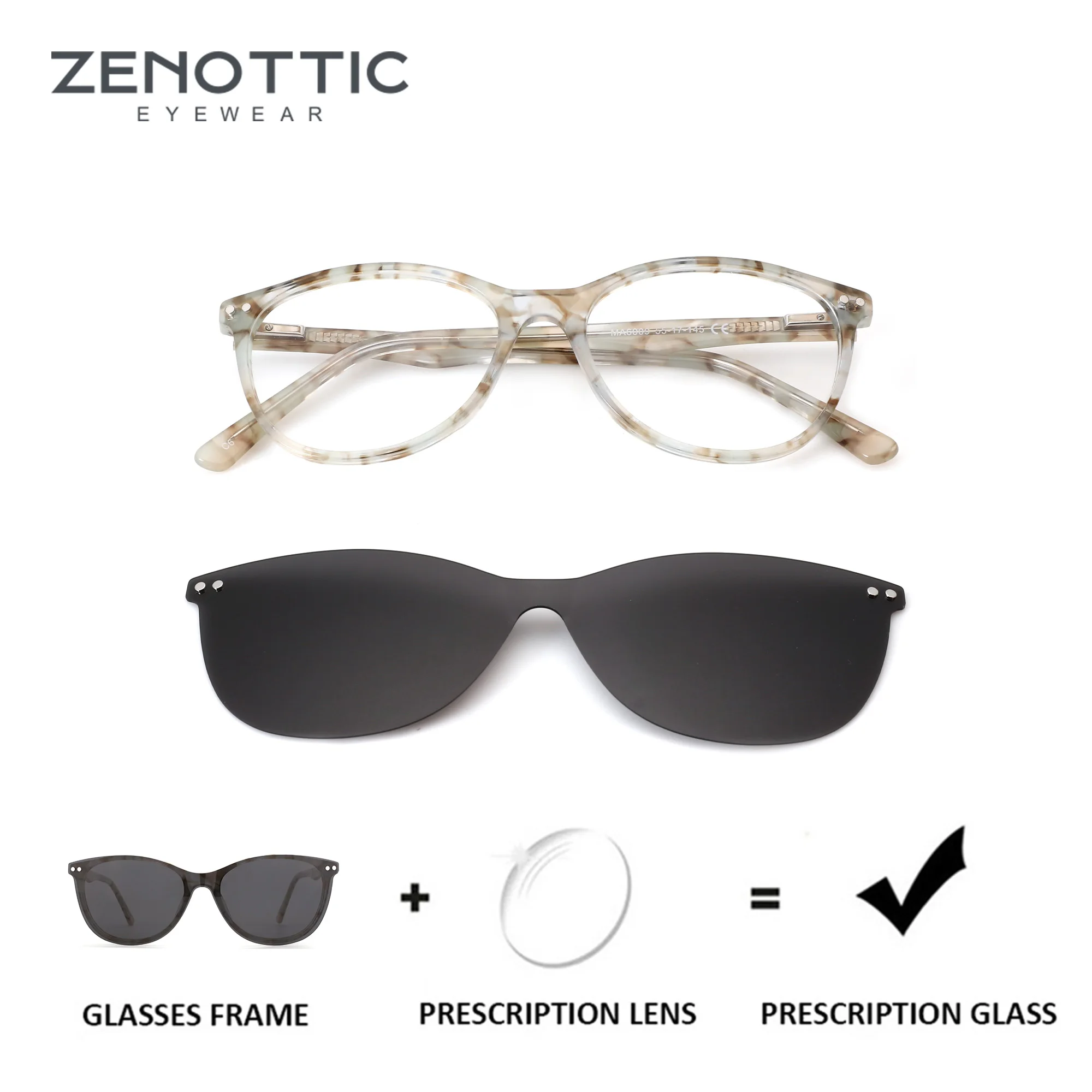 zenottic-s-サイズアセテートスクエアクリップオン処方メガネ女性用偏光累進レンズ-uv400-近視眼鏡