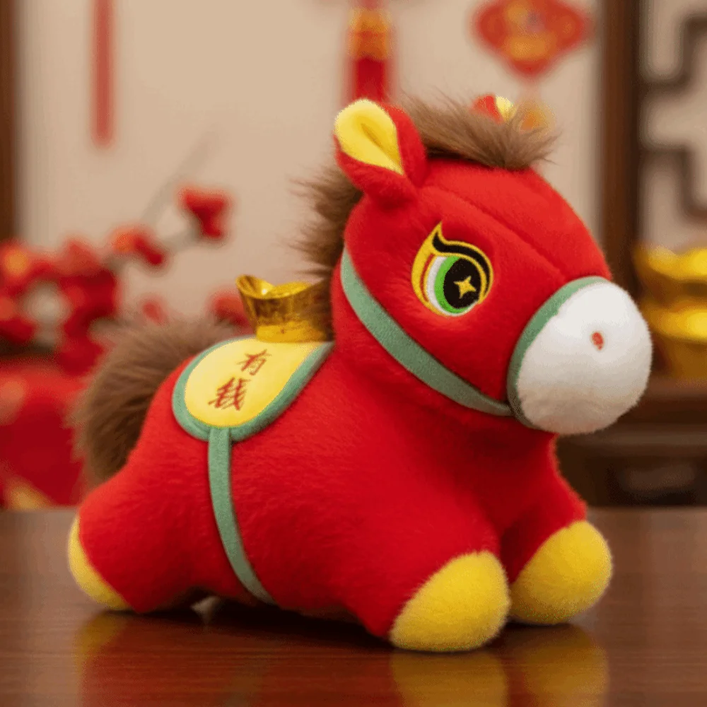 Adorable Mascot Horse Cute Good Luck Stuffed Horse Creative Fluffy Zodiac Pony Figurine Chinese New Year